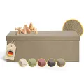 Produktbild: Laleni Sitzbank mit Stauraum geräumig - Truhenbank mit Stauraum 110x38 cm - Sitztruhe mit Stauraum - Bequemer Hocker mit Stauraum - Aufbewahrungsbox mit Deckel groß - Kinder Sitztruhen Taupe