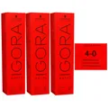 Produktbild: Schwarzkopf Igora Royal 3 x 60 ml 4-0 mittelbraun Haarfarbe Cremefarbe Set