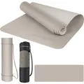 Produktbild: EliteAthlete® Yogamatte - Sportmatte - Fitnessmatte - Gymnastikmatte gepolstert & rutschfest für Fitness, Pilates - Yoga Matte - 183 cm x 61 cm x 0.6 cm - Trainingsmatte inkl. Transportgurt + Tasche, Farbe:Light Cappuccino - Ivory Cream