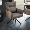 Produktbild: riess-ambiente Drehbarer Stuhl BIG GEORGE taupe Microfaser Webstoff Federkern mit Armlehne Metall schwarz Drehstuhl Esszimmerstuhl Konferenzstuhl