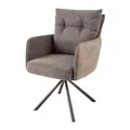 Produktbild: Riess Ambiente Drehbarer Stuhl Big George Taupe Strukturstoff Microfaser mit Armlehnen Metallgestell schwarz Stuhl Esszimmerstuhl Küchenstuhl Konferenzstuhl