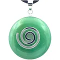 Produktbild: Steinfixx® - Premium grüner Aventurin Donut optional als Kette mit Silber- oder Goldanhänger und 80cm Lederband | Heilstein | Edelstein | Chakra-Stein (Mit Silberspirale)