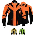 Produktbild: German Wear Motorradjacke Herren mit CE1-Protektoren - 5 Taschen, aus 4 Schichten, Winddicht, Reflektierend, lange Jacke - Abnehmbar & Washbar Thermofutter - Neonfarben Extra Sichtbarkeit - Orange - L