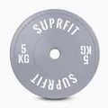 Produktbild: SUPRFIT – Hantelscheiben gummiert 5kg Grau – Premium Fitness Bumper Plates – Stoßabsorbierende Gewichtsscheiben aus Vollgummigranulat – Hantelscheiben Ø 50mm für Langhantel Training