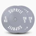 Produktbild: SUPRFIT – Hantelscheiben gummiert 2x 5kg Grau – Premium Fitness Bumper Plates – Stoßabsorbierende Gewichtsscheiben aus Vollgummigranulat – Hantelscheiben Ø 50mm für Langhantel Training