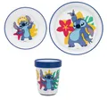 Produktbild: Disney Stitch Kinder Geschirr-Set 3-teilig – Teller, Schüssel & Henkelbecher – Antirutsch-Unterseite – Offizielles Frühstücksset für Kinder
