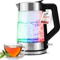 Produktbild: ProfiCook® Wasserkocher mit bunter Beleuchtung und 1,7 Liter Füllmenge, Glas mit temperaturabhängiger Wassertankbeleuchtung, automatische Abschaltung, 2200W - PC-WKS 1190 G