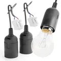 Produktbild: greate 3x Baufassung E27 schwarz mit Schnellverbinder - Lampenfassung E27 inkl. Zugentlastung - Baustellenlampe Fassung für max. 60W 250V - Baulampe Lampenfassung mit Kabel, Glühbirnen Fassung