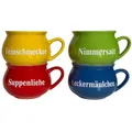 Produktbild: Keramik Suppentassen 4er-Set Tasse Suppentasse Henkel Schüsselset Schüssel bunt