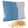 Produktbild: Amilian Kirschkernkissen ca. 20 x 30cm Wärmekissen Wärmekompresse Körnerkissen Kirschkernsack Kirschkern Kissen für Kinder Erwachsene ideal als Massagekissen Kältekissen Waffel Grau Dunkelblau