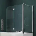 Produktbild: Mai & Mai Duschwand für Badewanne Badewannenfaltwand 6mm Sicherheitsglas mit NANO-Versiegelung Badewannen-Aufsatz Wandanschlag links BTH: 70x120x140cm