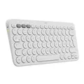 Produktbild: Logitech K380 kabellose Multi-Device Bluetooth-Tastatur mit Easy-Switch für bis zu 3 Geräte, schlank – PC, Notebook, Windows, Mac, Chrome OS, Android, iPad OS, Apple TV, Deutsches QWERTZ-Layout - Weiß