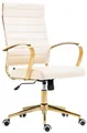 Produktbild: CLP Ergonomischer Bürostuhl Havanna Kunstleder I Höhenverstellbarer Schreibtischstuhl Mit Metall-Gestell In Gold-Optik I 360 Grad Drehbar, Farbe:Creme