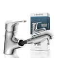 Produktbild: ATTICA 22150 Waschtischarmatur Bad, Wasserhahn mit Haarbrause, Badarmatur mit ausziehbarer Brause zum Haarewaschen, Einhebelmischer herausziehbar mit Ablaufgarnitur, Chrom