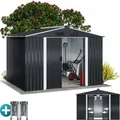 Produktbild: GARDEBRUK® XXL Metall Gerätehaus 5m2 mit Fundament 260x205x180cm Schiebetür Metallic-Grau Geräteschuppen Gartenhaus 9m3 - Grau