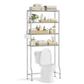 Produktbild: SONGMICS 4-stöckiges Toilettenregal, Badezimmerregal, Waschmaschinenregal, verstellbare Ablagen, mit Haken, Toilettenpapierhalter, platzsparend, 30 x 83 x 176 cm, Taubengrau BTS023G01