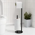 Produktbild: Toilettenpapierhalter schwarz, freistehender Toilettenpapierhalter, Edelstahl Toilettenpapierrollenregal und Spender für 3 Papierrollen, Badezimmerzubehör