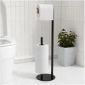 Produktbild: Toilettenpapierhalter schwarz, Edelstahl, freistehend, Rollenregal, Badezimmer
