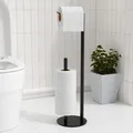 Produktbild: Toilettenpapierhalter schwarz, freistehender Toilettenpapierhalter, Edelstahl...