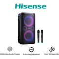 Produktbild: Hisense PARTYSTORM1 Tragbarer Bluetooth-Lautsprecher, 300 W Leistung mit dynamischen Lichteffekten im schicken Schwarz für jede Party