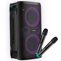 Produktbild: Hisense Party Storm 1, Tragbrer Party Lautsprecher mit Karaoke Modus inkl. 2 Mikrofone, 300 W Klangvolumen, DJ Effekte, mit kabeloser Handy-ladefunktion, 5 Lichteffekte, bis zu 15h Akkulaufzeit