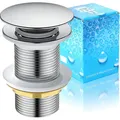 Produktbild: Ablaufgarnitur Waschbecken Pop-Up Click Clack Edelstahl Messing Silber