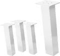 Produktbild: ML-Design 4er Set Tischbeine / Bankkufen schräg, 42 cm, Weiß glänzend, aus pulverbeschichtetem Stahl, eckig, Profil 8x8 cm, I-Form 96° Neigung