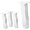 Produktbild: ML-Design 4er Set Tischbeine 42 cm Weiß glänzend, Stahl pulverbeschichtet, I-Form 8×8 cm, 96° Neigung, Möbelbeine für Couchtisch Sitzbank