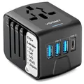 Produktbild: Reiseadapter Weltweit Universal Reisestecker mit 3USB 1USB 1AC Steckdose Reis...