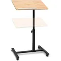 Produktbild: Relaxdays Laptoptisch Holz Gelb Höhenverstellbar Neigbar Drehbar mit Bremsrollen 60 cm x 40.5 cm 58 cm bis 95 cm