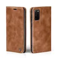Produktbild: LBH Handyhülle für Samsung Galaxy S20 in Hellbraun mit Karten- und Geldfach Smartphone Hülle mit Standfunktion Flip Case Schutzhülle Magnetverschluss Vintage