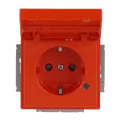 Produktbild: Busch-Jaeger 20 EUKNBL-14-82 Schutzkontakt-Steckdose Safety+, mit Klappdeckel, Beschriftungsfeld und LED Kontrolllicht, orange glänzend, Plattform 63
