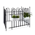 Produktbild: Relaxdays 8 x Gartenzaun Metall Goth Komplettset 4,8 m, Metallzaun aus Eisen, anthrazit, schwarz
