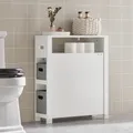 Produktbild: SoBuy BZR83-W Nischenregal mit 2 abnehmbaren grauen Körben Küchenregal Badezimmerregal Badezimmerschrank Nischenschrank toilettenpapier aufbewahrung Badmöbel Weiß BHT ca.:20x70x60cm