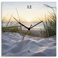 Produktbild: ARTLAND Wanduhr ohne Tickgeräusche Alu Quarzuhr 30x30 cm Quadratisch Lautlos Strand Meer Ostsee Sonne Sonnenuntergang Maritim T9QU