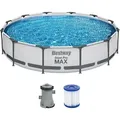 Produktbild: Aufstellpool Bestway Frame Pool Set 366 x 76cm rund mit Filterpumpe Weiß 56416