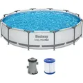 Produktbild: Steel Pro MAXTM Frame Pool Set mit Filterpumpe Ø 366 x 76 cm, lichtgrau, rund