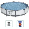 Produktbild: Aufstellpool Bestway Frame Pool Set 366 X 76cm Rund Mit Filterpumpe Weiß 56416