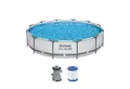 Produktbild: Bestway Framepool Steel Pro MAX Ø 366 x 76 cm (Set, mit Filterpumpe), lichtgrau, rund