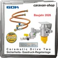 Produktbild: Zweiflachenanlage Drive  30 mbar horizontal + Schlauch  Caravan Crash-Sensor Gas