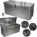 Produktbild: trucky Truckbox, Deichselbox Aluminium, Anhängerbox 15 Größen, Werkzeugkiste mit Schloss und Schlüssel, stabil und wasserdicht, Boxentyp:D120 (... - Schwarz