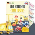 Produktbild: MeinBaby123 110 hautfreundliche Kinder Tattoos mit Baggern, Tattoos für Jungs, Kindertattoos zum Aufkleben, Geschenk für Jungs vegan & made in Germany (Bauernhof & Fahrzeuge)