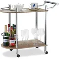 Produktbild: Servierwagen 2 Etagen, Holz-optik, Mdf Und Stahl, 4 Rollen, Mit Griff, Barwaagen, Hxbxt 76 X 39 X 82 Cm, Braun - Relaxdays