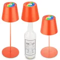 Produktbild: BRILONER - 3 in 1 RGBW LED Tischlampe kabellos IP44 mit Touch, dimmbar, Akku & Lichtquelle tauschbar, Nachttischlampe, Leselampe, LED Lampe, Campinglampe, Tischleuchte, Akku Lampe, 36x12 cm, Orange
