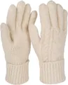 Produktbild: styleBREAKER Damen Strickhandschuhe mit Zopfstrickmuster, warme Winter Fingerhandschuhe, vielseitige Farben 09010051, Farbe:Beige