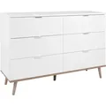 Produktbild: Mid.you Kommode, Weiß, Sonoma Eiche, Metall, Esche, massiv, 6 Schubladen, 120x87x40 cm, Wohnzimmer, Kommoden & Sideboards, Kommoden