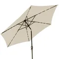 Produktbild: Kingsleeve® Sonnenschirm LED Beleuchtung UV Schutz 80+ Solar Schutzhülle 270cm Groß Kurbel Knickbar Balkon Terrasse Gartenschirm Marktschirm Beige