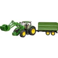 Produktbild: Bruder 03155 John Deere 7R 350 mit Frontlader und Tandemachstransportanhänger