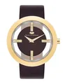 Produktbild: Rhodenwald & Söhne Lucrezia Damenuhr Edelstahl Gold 3 ATM verziert mit Kristallen Lederarmband Braun - Fashion-Uhr Frauen Skeletonoptik