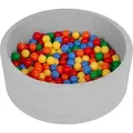 Produktbild: Selonis Bällebad mit Bunten Bälle Rund 90x30cm 200 Bälle ∅6cm - Babyspielzeug Bällebäder Für baby zimmer Bällepool Für Baby - Hellgrau